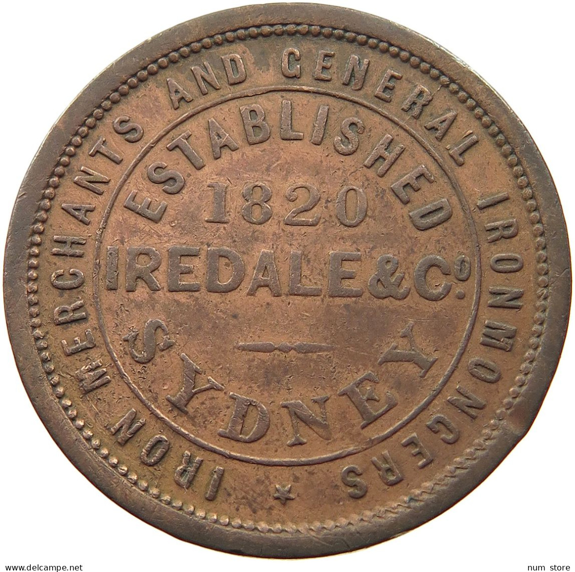 AUSTRALIA PENNY TOKEN 1820 PENNY TOKEN SYDNEY IREDALE 1820 #t059 0189 - Penny