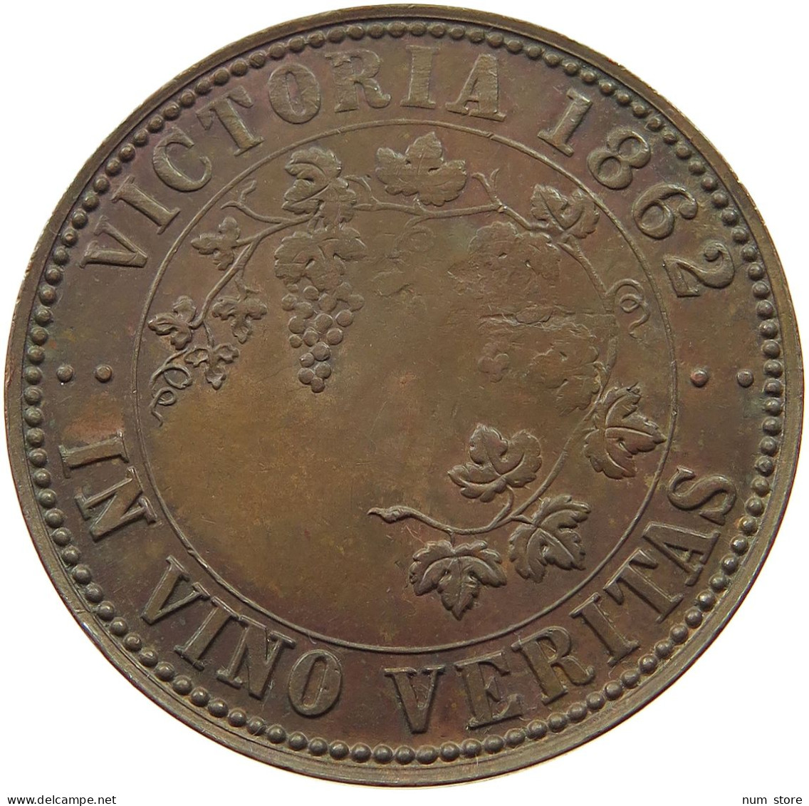 AUSTRALIA PENNY TOKEN 1862 Victoria (1837-1901) IN VINO VERITAS MELBOURNE #t059 0167 - Penny