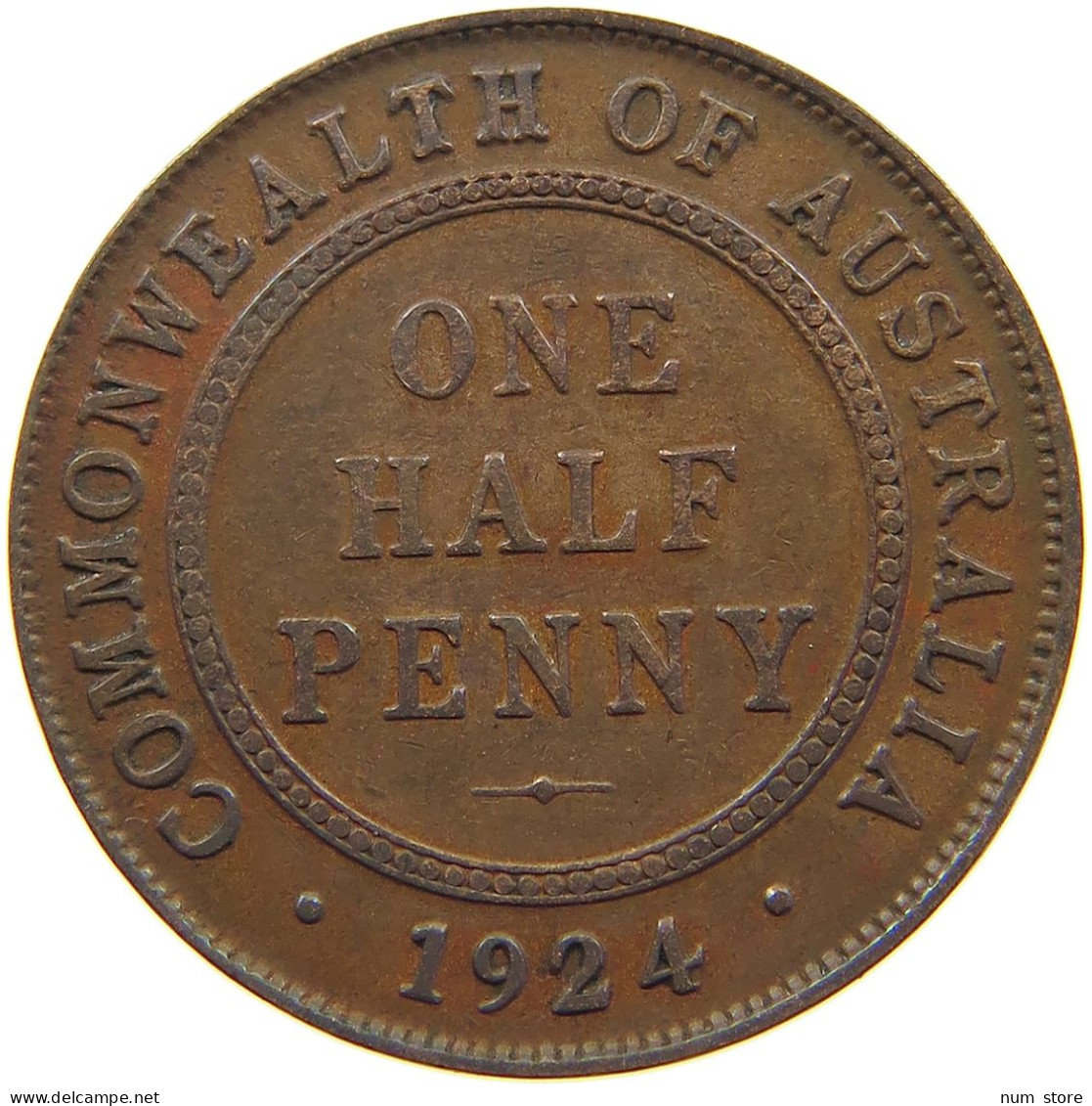 AUSTRALIA HALFPENNY 1924 George V. (1910-1936) #a066 0195 - ½ Penny