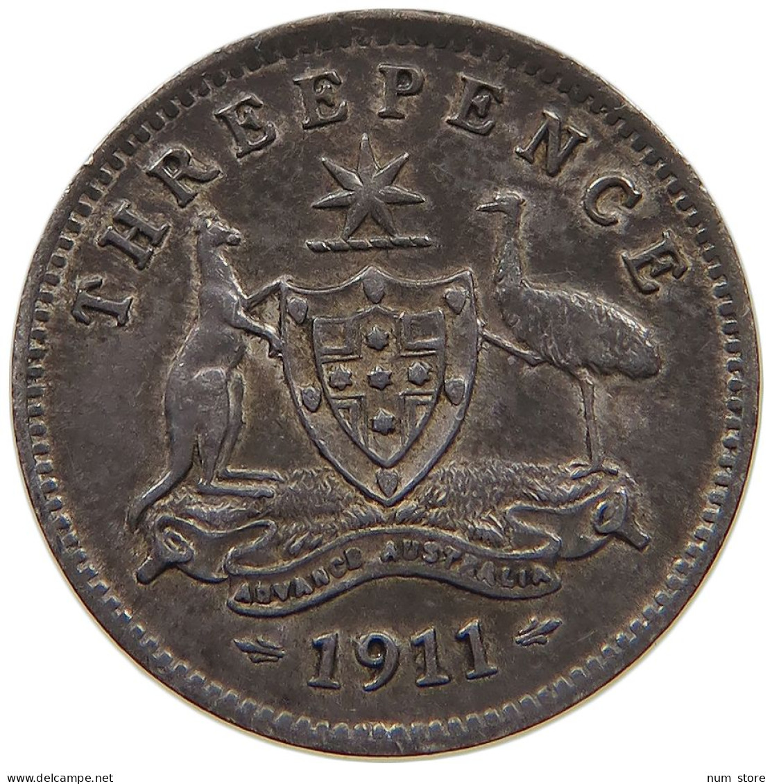 AUSTRALIA 3 PENCE 1911 George V. (1910-1936) RARE #c032 0455 - Threepence