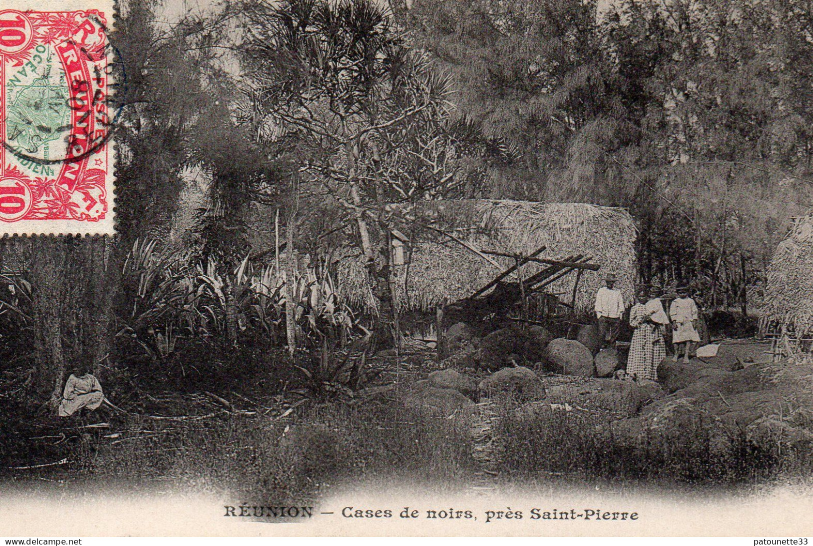 ILE DE LA REUNION CASES DE NOIRS PRES SAINT PIERRE CARTE TIMBREE CLICHE UNIQUE - Saint Pierre