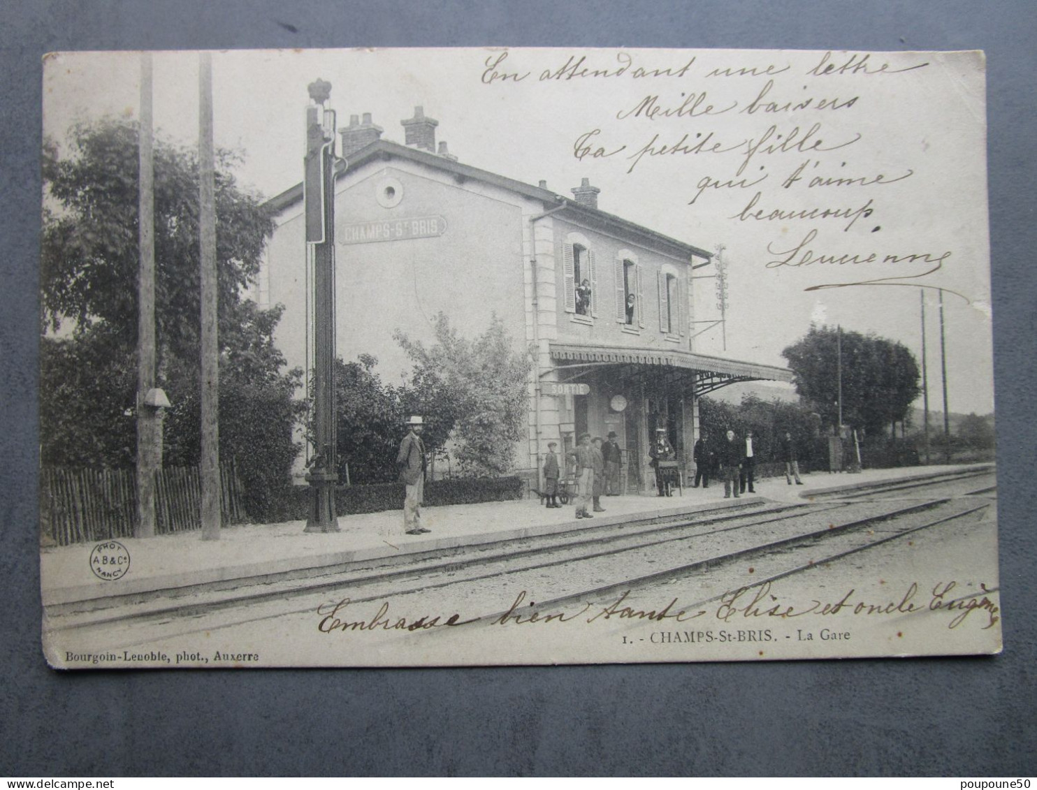 CPA 89 Yonne La Gare De CHAMPS SAINT BRIS Ligne Laroche Migennes Prés SAINT BRIS LE VINEUX Timbrée 1903 - Saint Bris Le Vineux