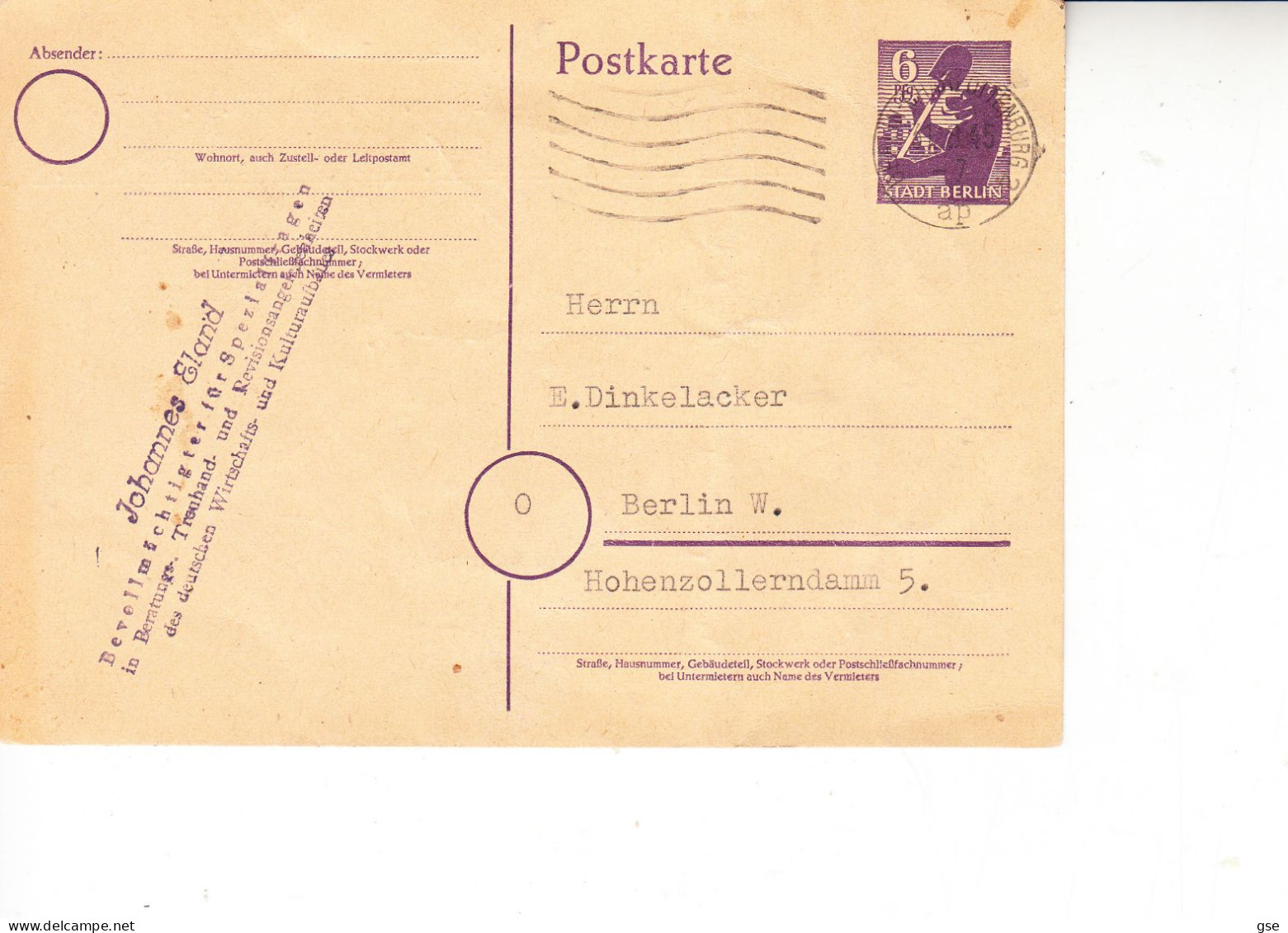 GERMANIA  1945 - Da Berlin A Berlin - Entiers Postaux