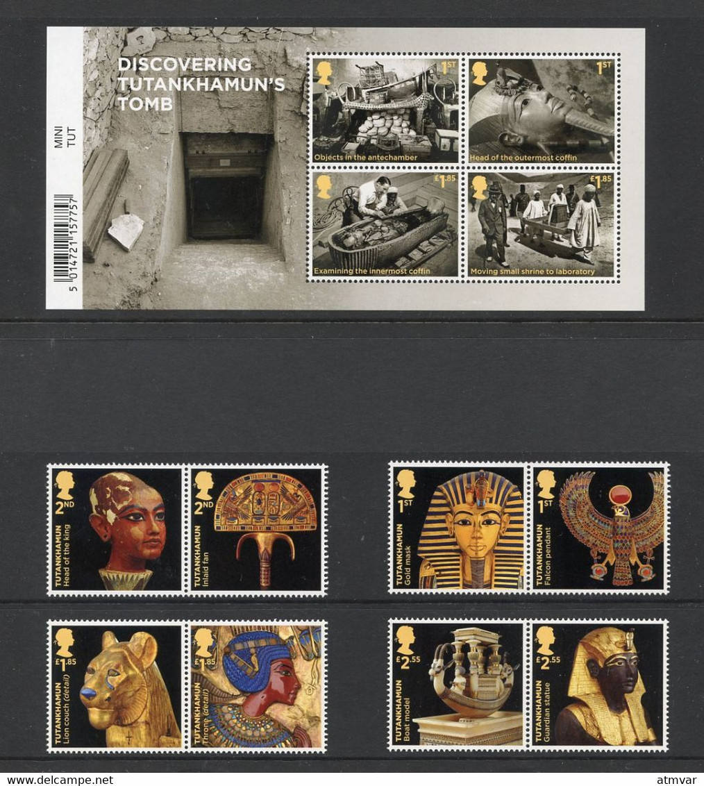 UK / GRANDE BRETAGNE (2022) Discovering Tutankhamun's Tomb, Toutânkhamon, Tutanchamun - Stamp Set & Miniature Sheet - Ohne Zuordnung