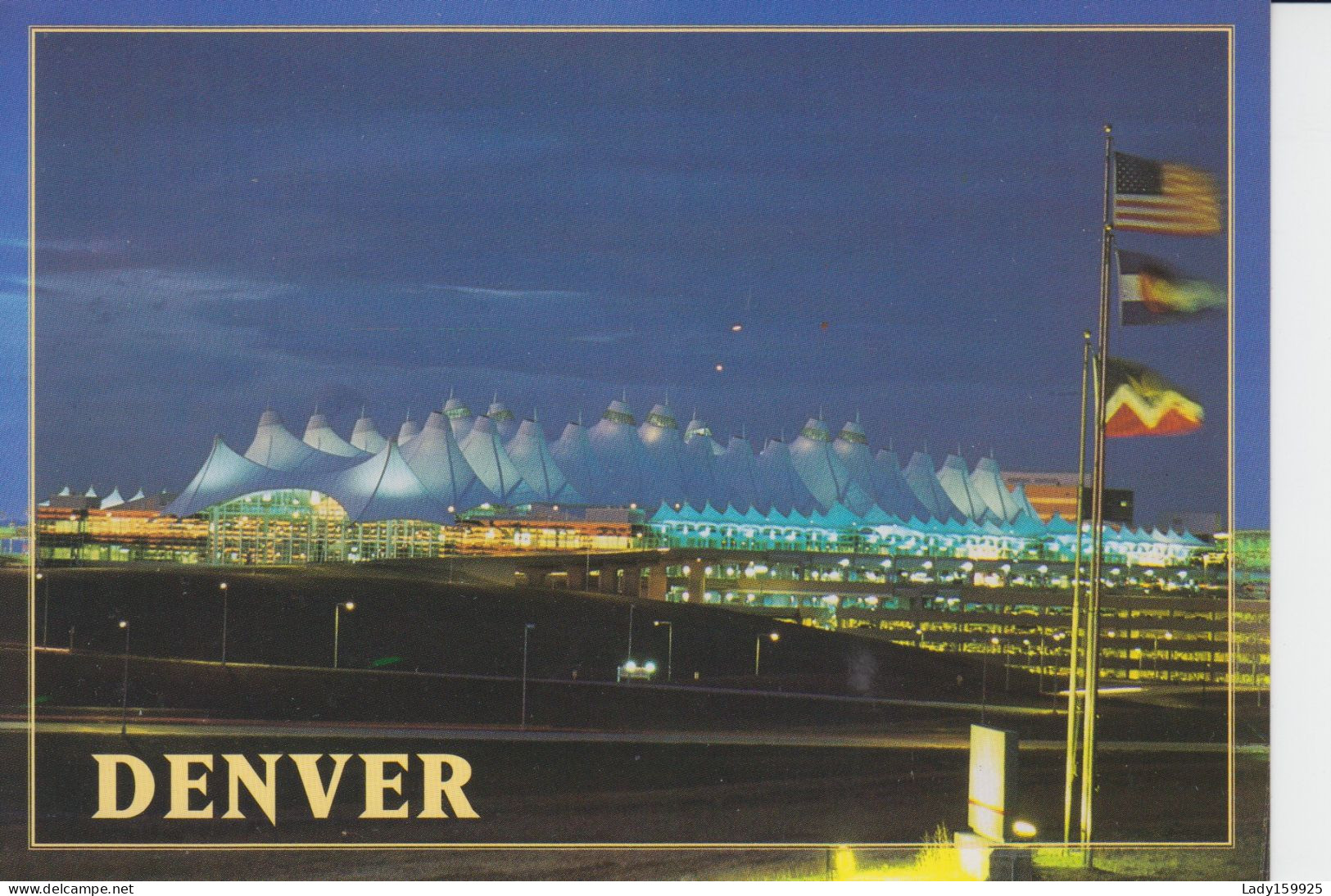 Denver International Airport Colorado USA  Night Illuminated Building  CPM 2sc - Denver