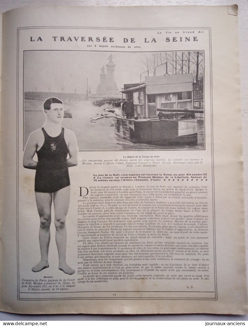 1907 LA TRAVERSÉE DE LA SEINE À LA NAGE LE JOUR DE NOËL - LA VIE AU GRAND AIR - Swimming