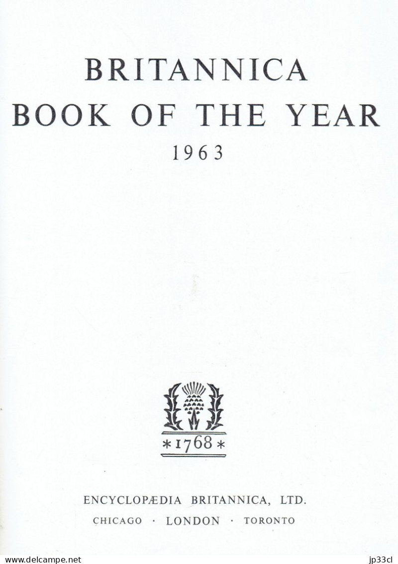 Britannica Book Of The Year 1963 (Collectif, 600 Pages) - Monde