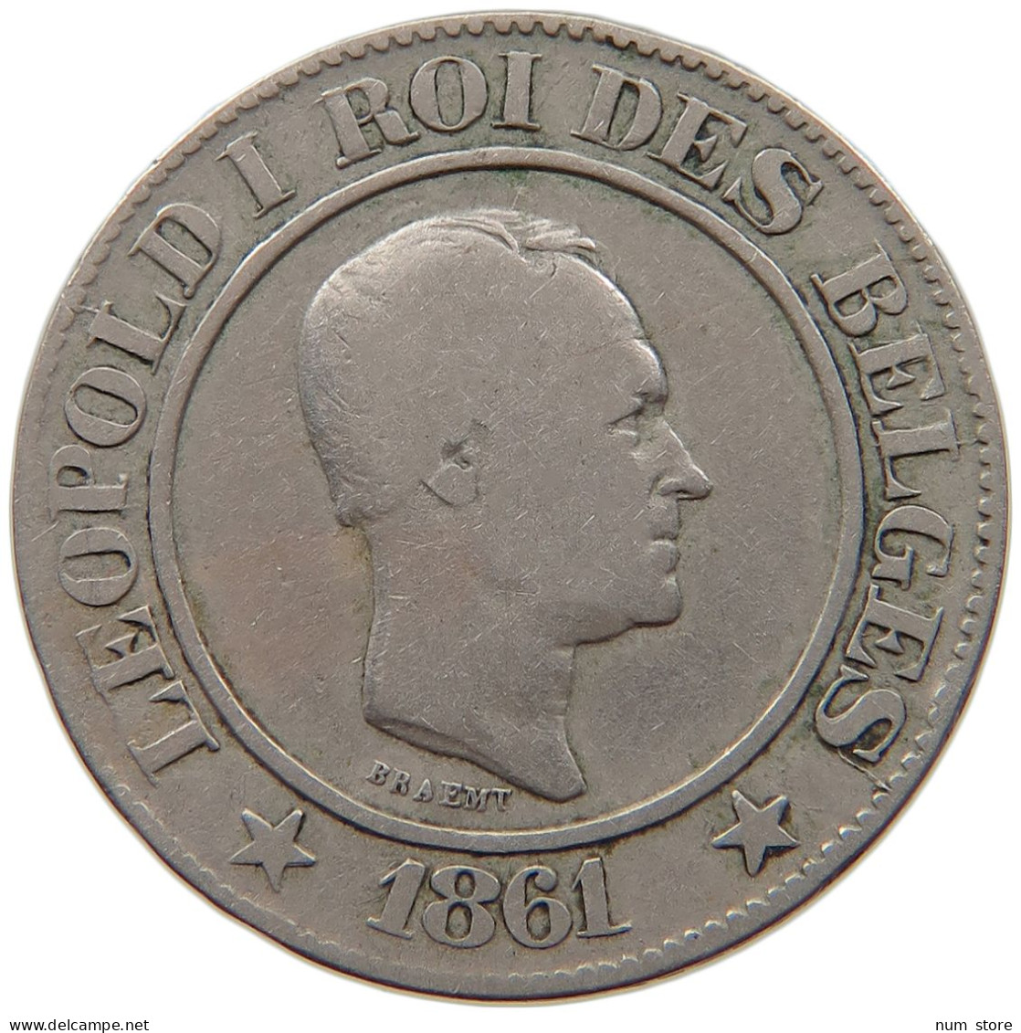 BELGIUM 20 CENTIMES 1861 Leopold I. (1831-1865) #s026 0161 - 20 Cent
