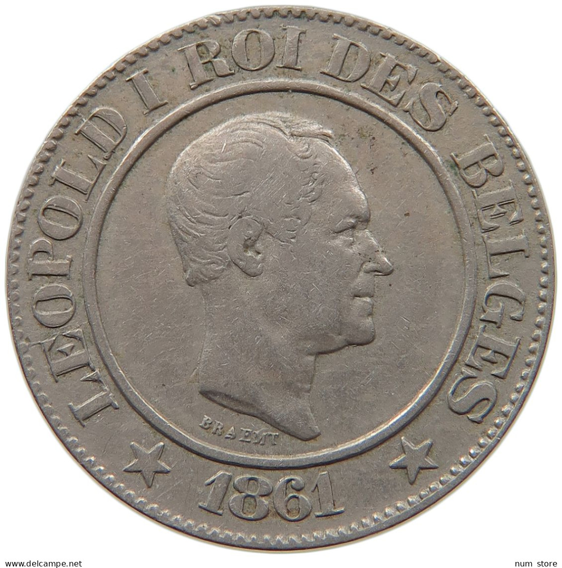 BELGIUM 20 CENTIMES 1861 Leopold I. (1831-1865) #s021 0019 - 20 Centimes