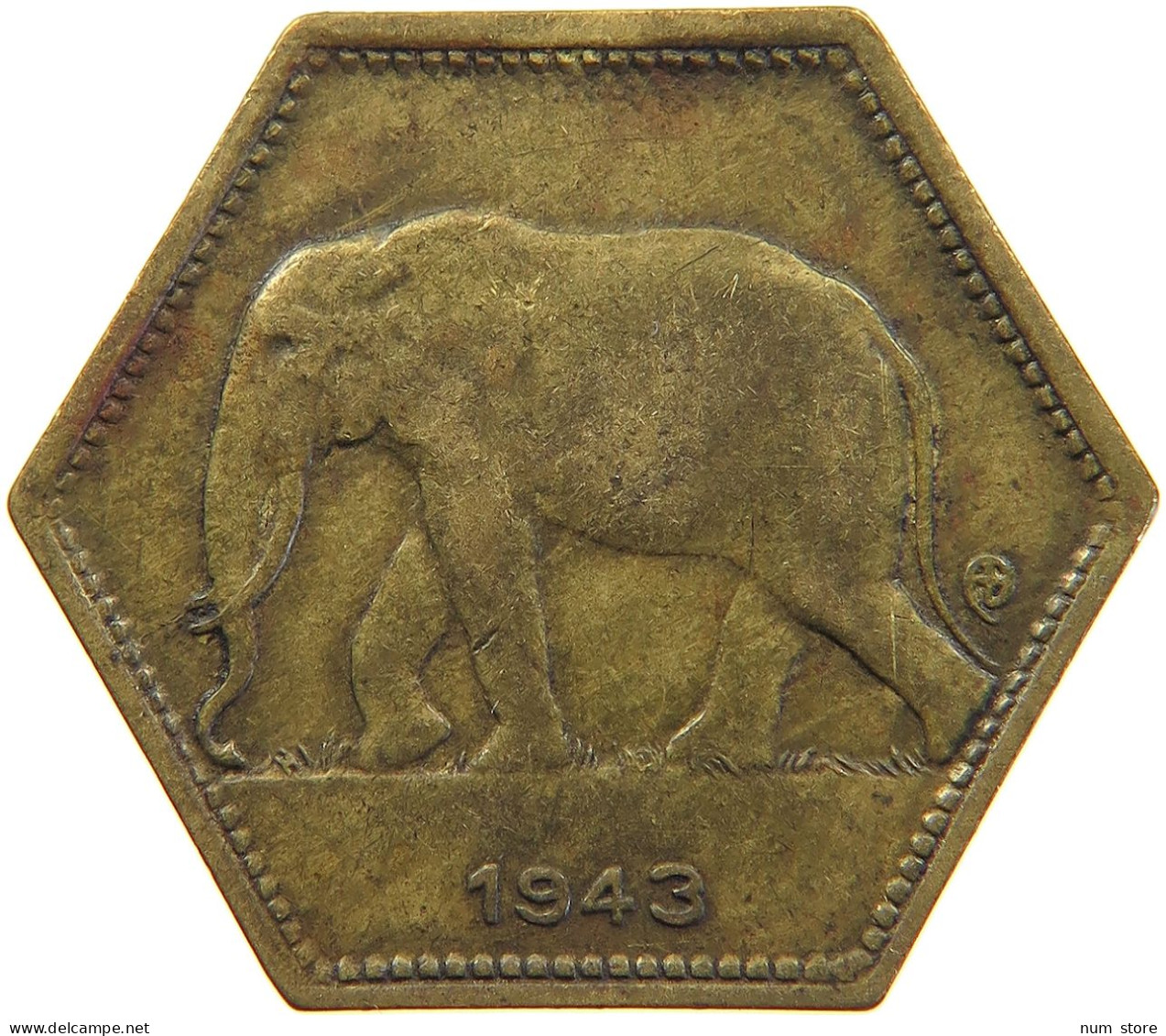 BELGIAN CONGO 2 FRANCS 1943  #t159 0299 - 1934-1945: Leopold III.