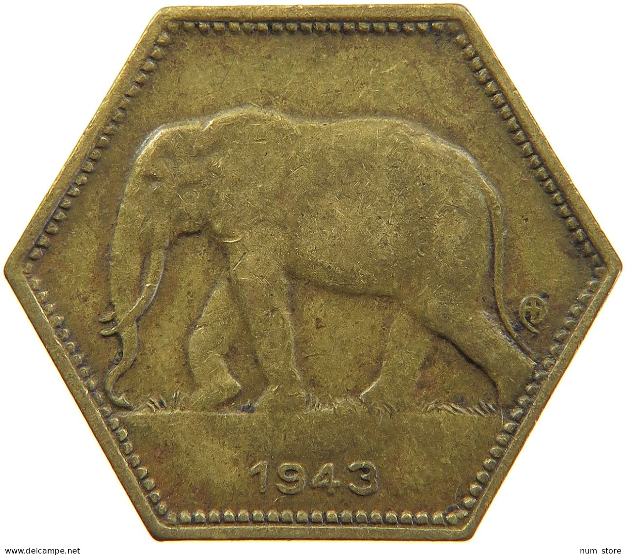 BELGIAN CONGO 2 FRANCS 1943  #t159 0287 - 1934-1945: Leopold III.