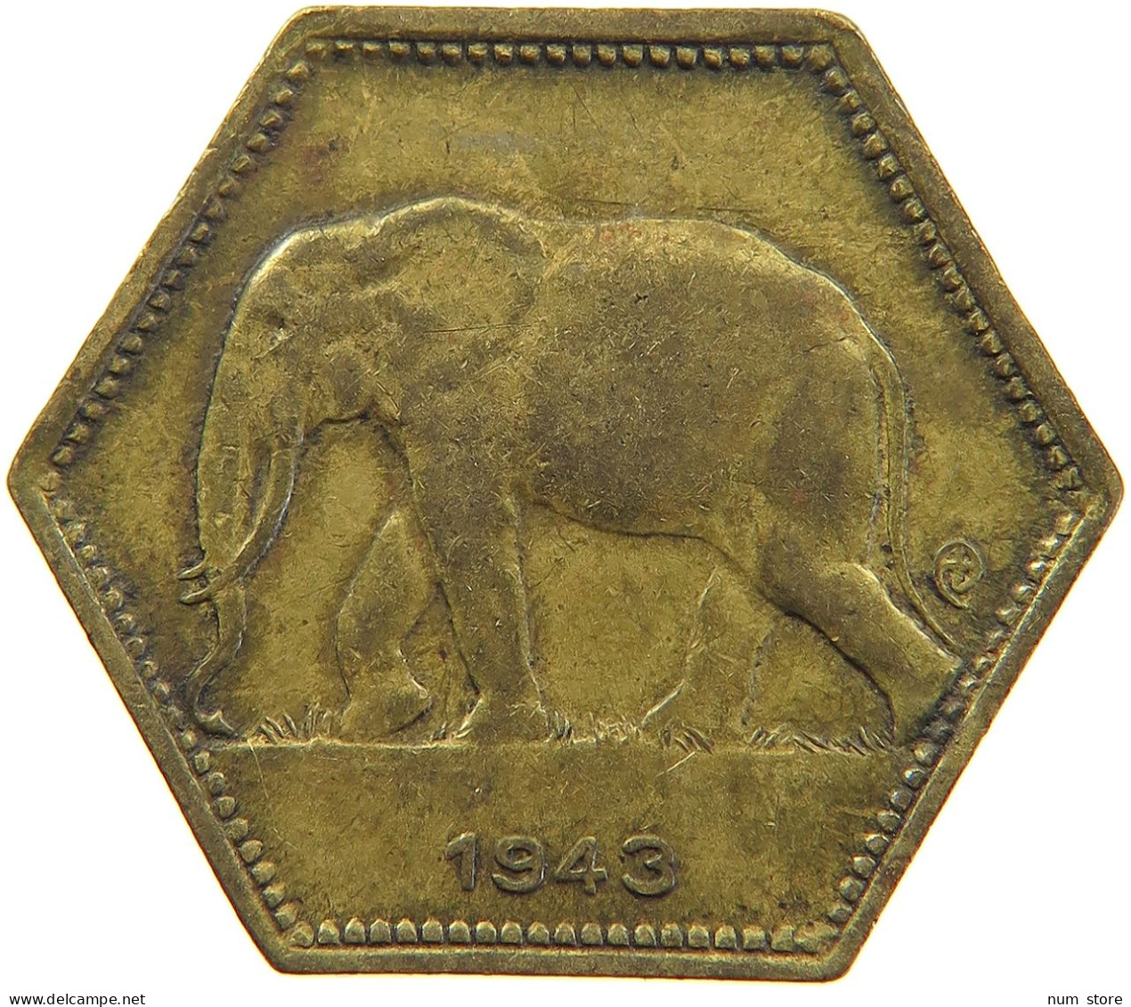 BELGIAN CONGO 2 FRANCS 1943  #t159 0281 - 1934-1945: Leopold III.