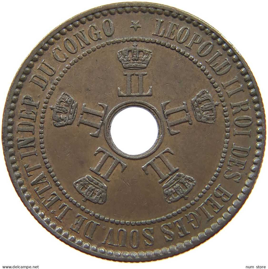 BELGIAN CONGO 5 CENTIMES 1888  #t100 0029 - 1885-1909: Leopold II