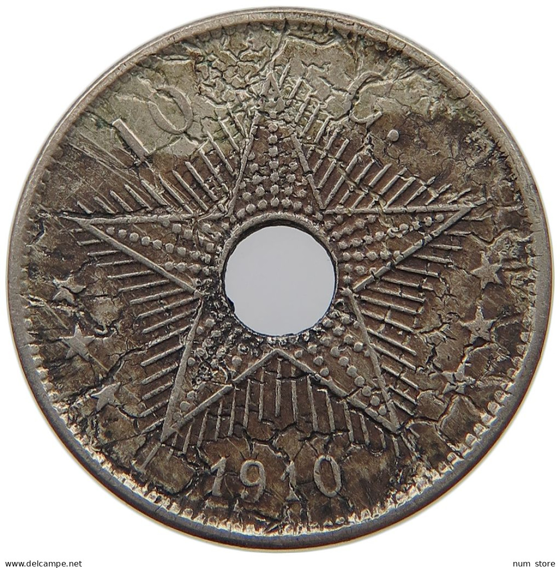 BELGIAN CONGO 10 CENTIMES 1910 PLANCHET ERROR #c071 0157 - 1910-1934: Albert I.