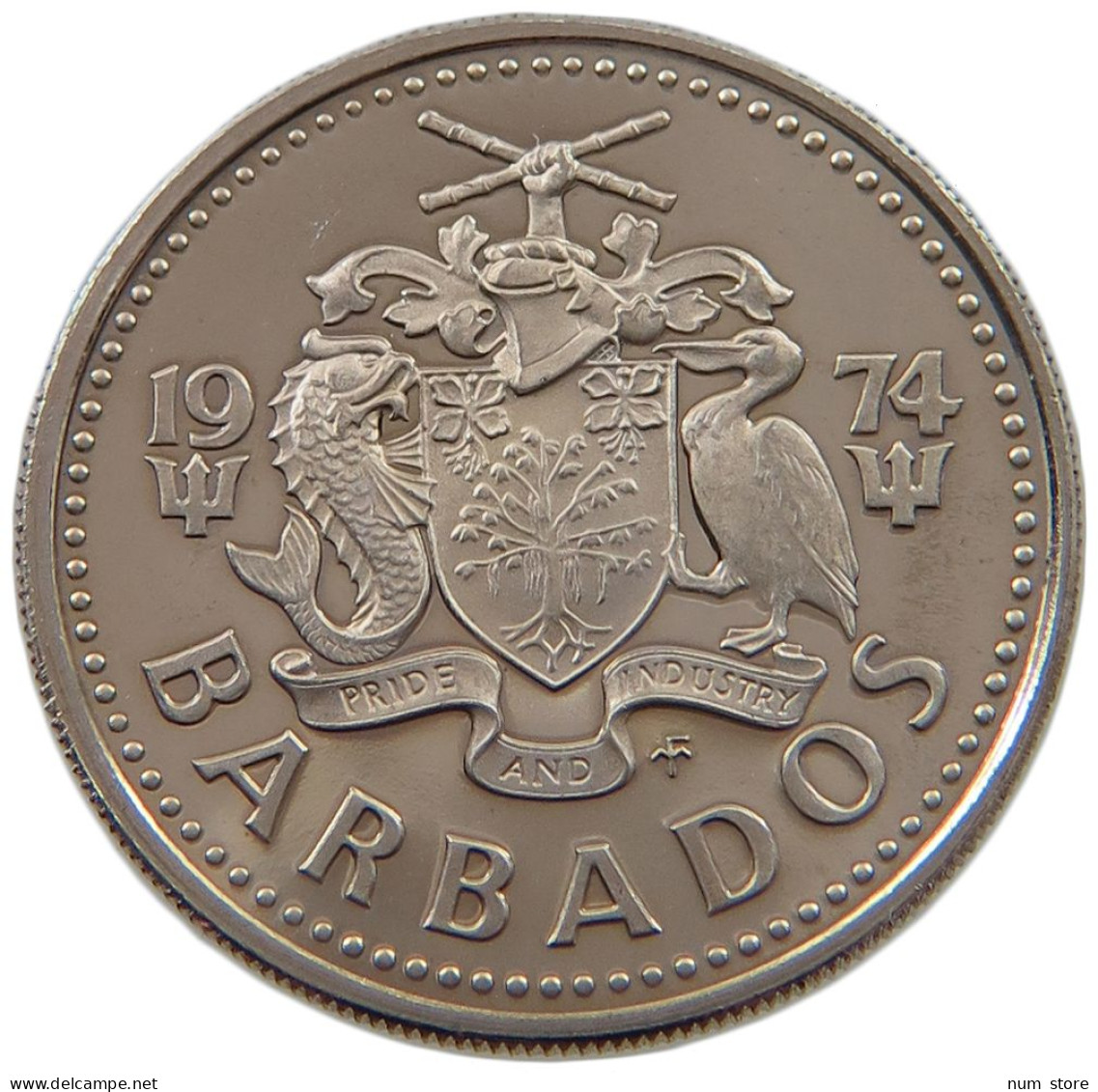 BARBADOS 25 CENTS 1974  #alb022 0509 - Barbades