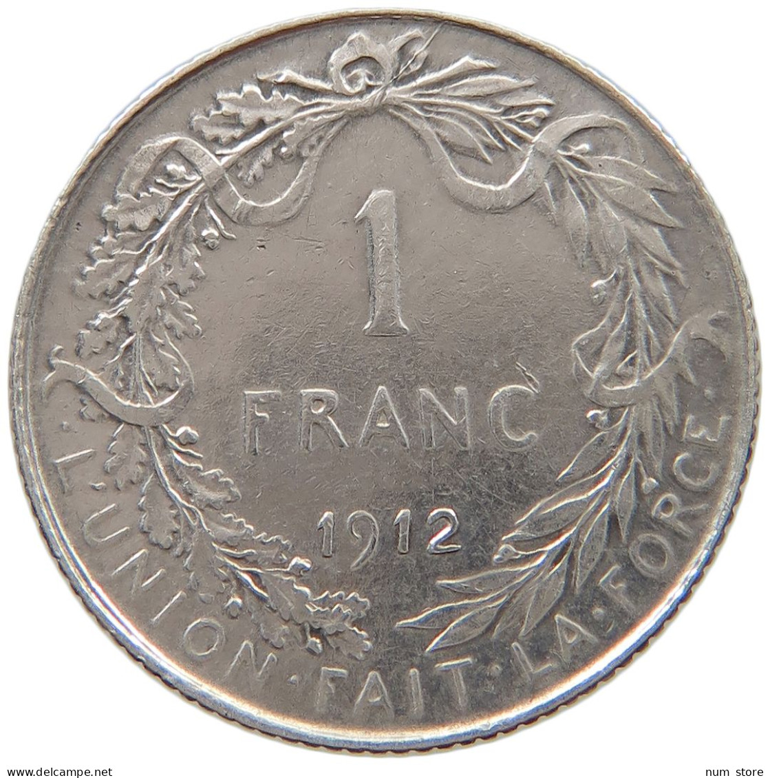 BELGIUM FRANC 1912 Albert I. 1909-1934 #c052 0343 - 1 Frank