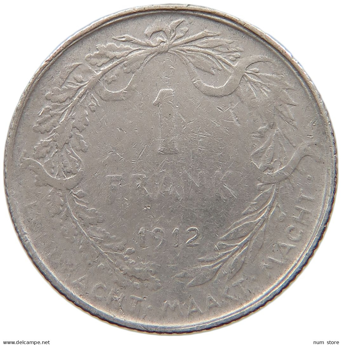 BELGIUM FRANC 1912 Albert I. 1909-1934 #a081 0615 - 1 Franc