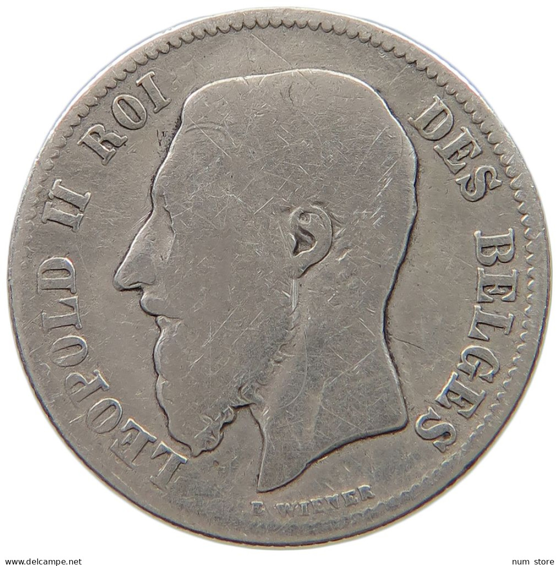 BELGIUM 50 CENTIMES 1886 Leopold II. 1865-1909 #a044 0939 - 50 Centimes