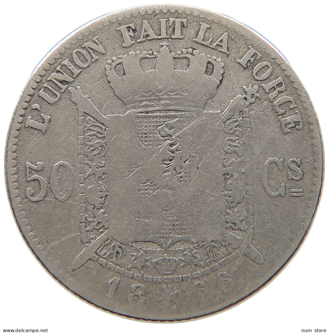 BELGIUM 50 CENTIMES 1866 Leopold II. 1865-1909 #a045 0775 - 50 Cent