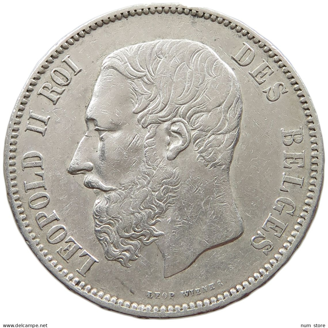 BELGIUM 5 FRANCS 1869  #t147 0105 - 5 Francs
