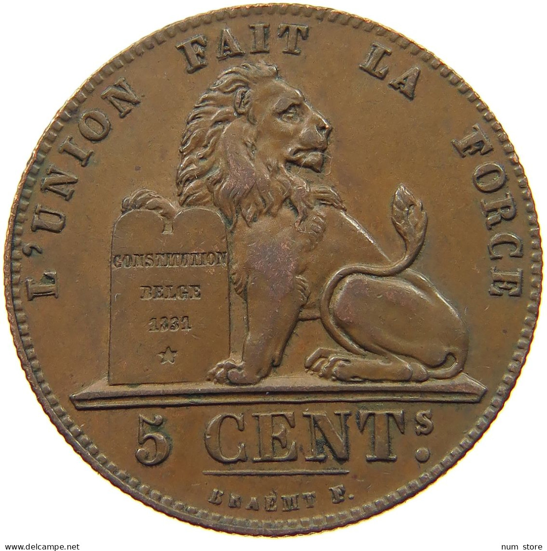 BELGIUM 5 CENTIMES 1847  #t145 0417 - 5 Cents