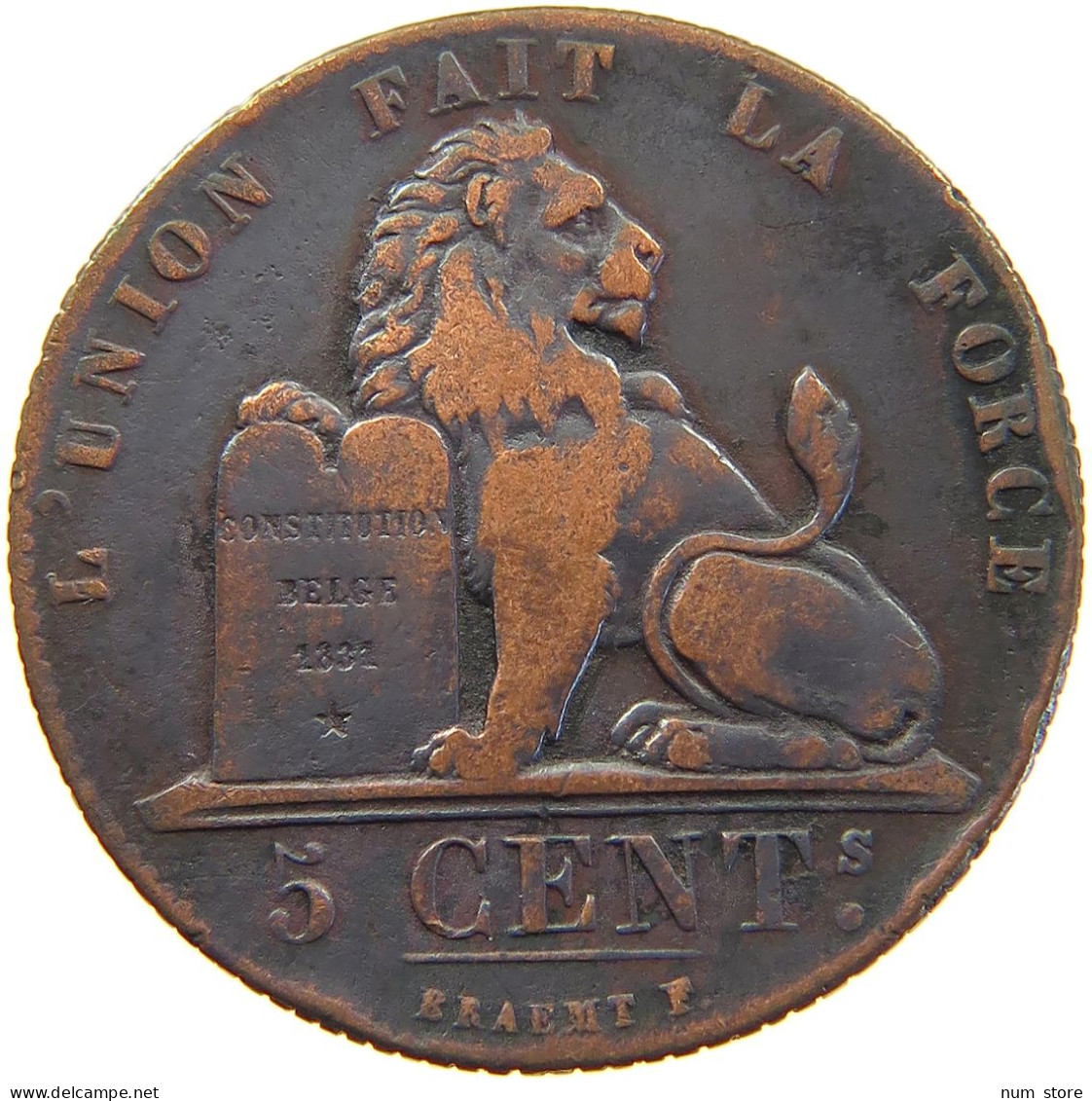 BELGIUM 5 CENTIMES 1833 Leopold I. (1831-1865) #c062 0395 - 5 Cent