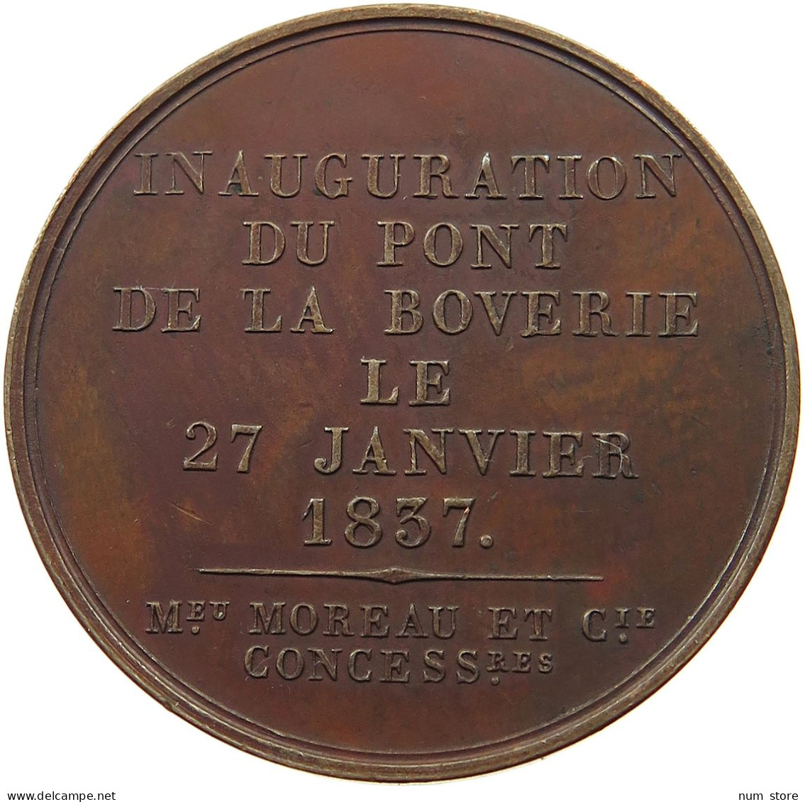 BELGIUM LIEGE MEDAL 1837 BRIDGE IN LIEGE 1837 JEHOTTE #t065 0117 - 975-1795 Principato Vescovile Di Liegi