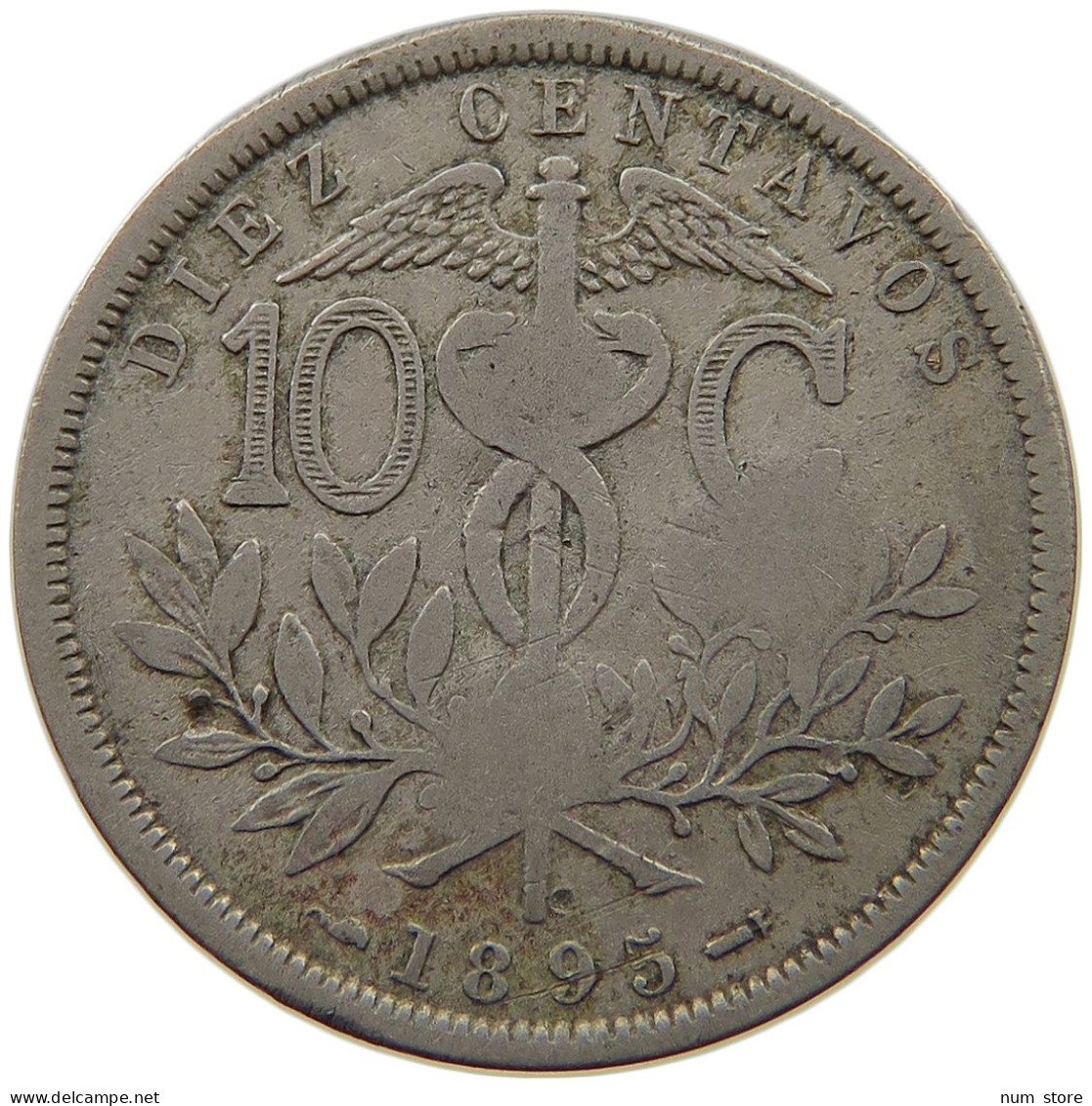 BOLIVIA 10 CENTAVOS 1895 CHOP MARKS COUNTERMARKED #t060 0349 - Bolivië