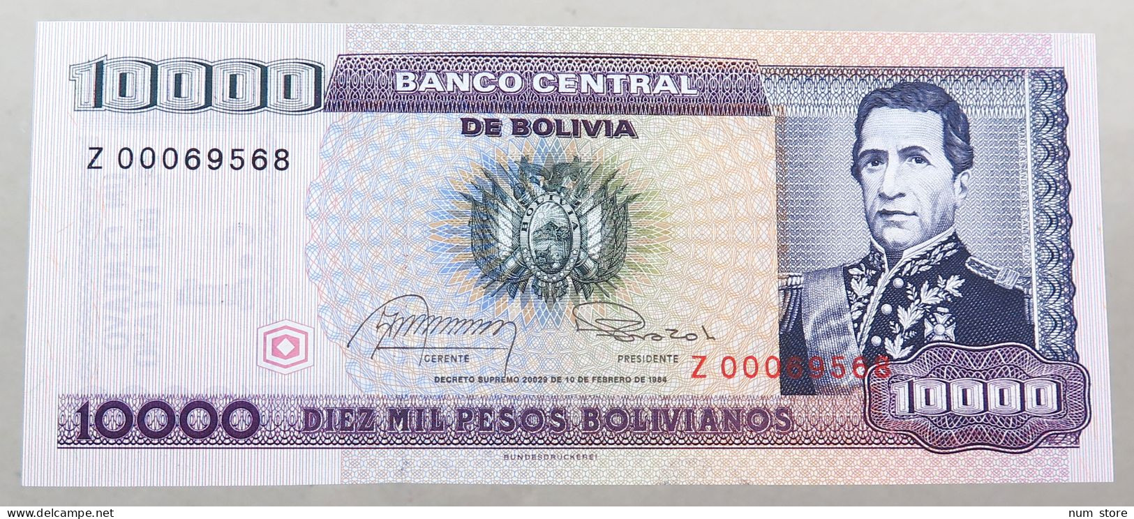 BOLIVIA 10000 PESOS 1984  #alb051 1503 - Bolivie