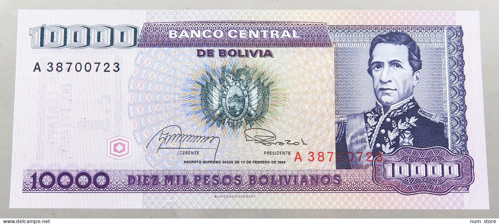 BOLIVIA 10000 PESOS 1984  #alb049 0035 - Bolivie