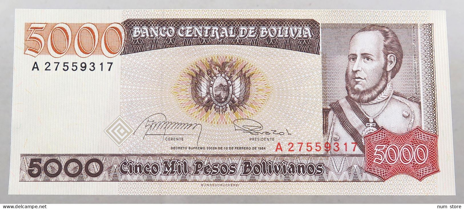 BOLIVIA 5000 PESOS 1982  #alb049 0025 - Bolivie