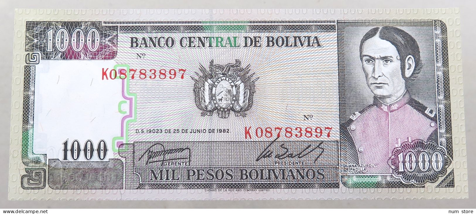 BOLIVIA 1000 PESOS 1982  #alb049 0019 - Bolivie