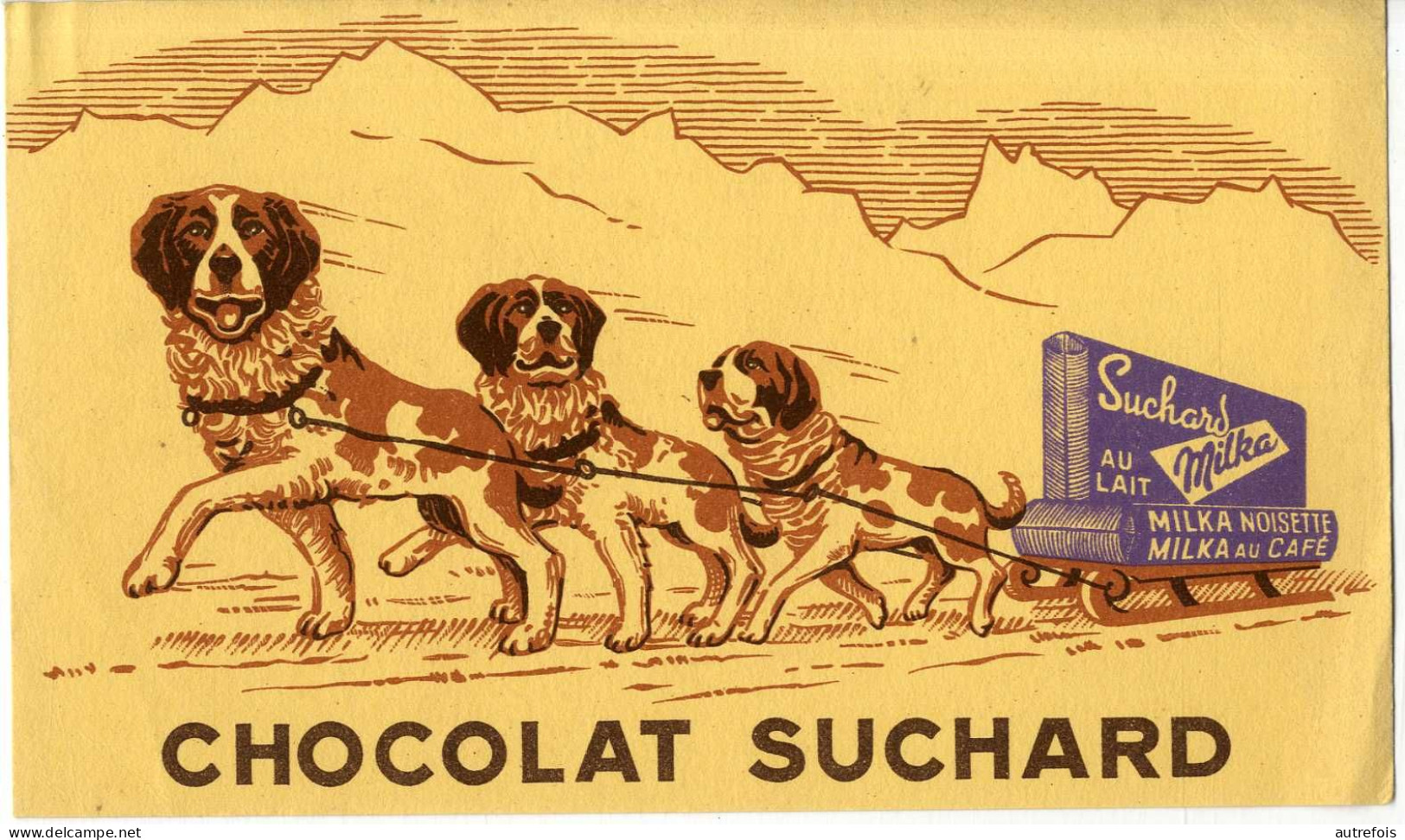 BUVARD    CHOCOLAT  SUCHARD   MILKA   -  TRES BELLE ILLUSTRATION CHIENS DE TRAINEAU - Cocoa & Chocolat