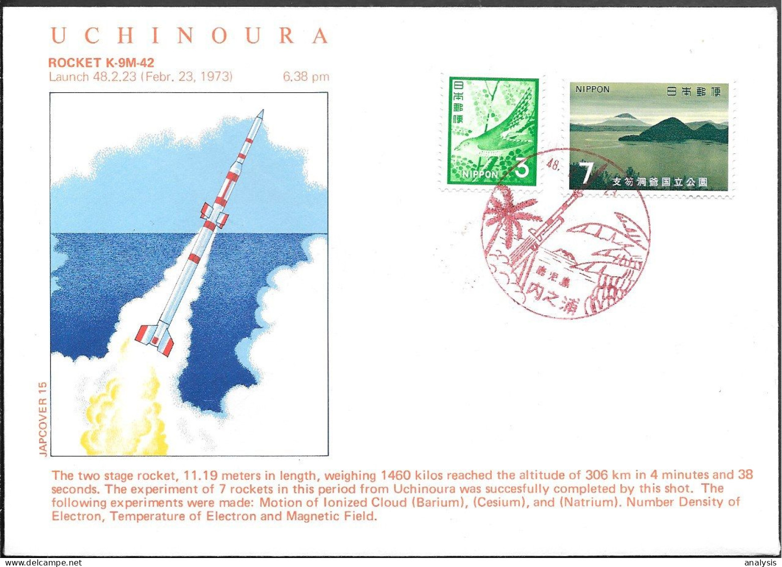 Japan Space Cover 1973. Rocket K-9M-42 Launch. Uchinoura - Asien