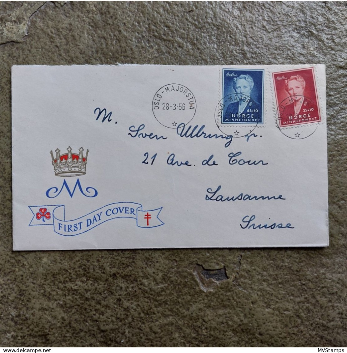 Norway 1956 Set Queen Martha (Michel 404/05) On FDC - Brieven En Documenten