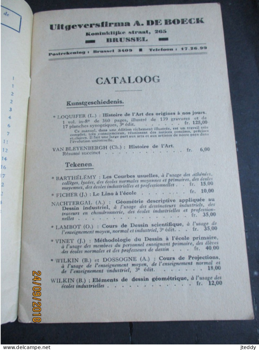 Oude CATALOOG  1948  Uitgeversfirma  A . DE  BOECK  Koninklijke Straat    BRUSSEL - Old Professions