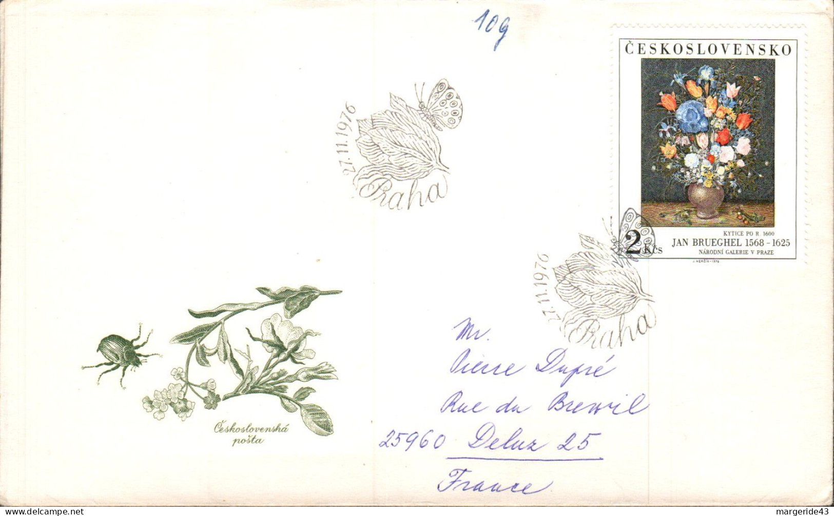 TCHECOSLOVAQUIE LETTRE FDC POUR LA FRANCE 1976 - Lettres & Documents