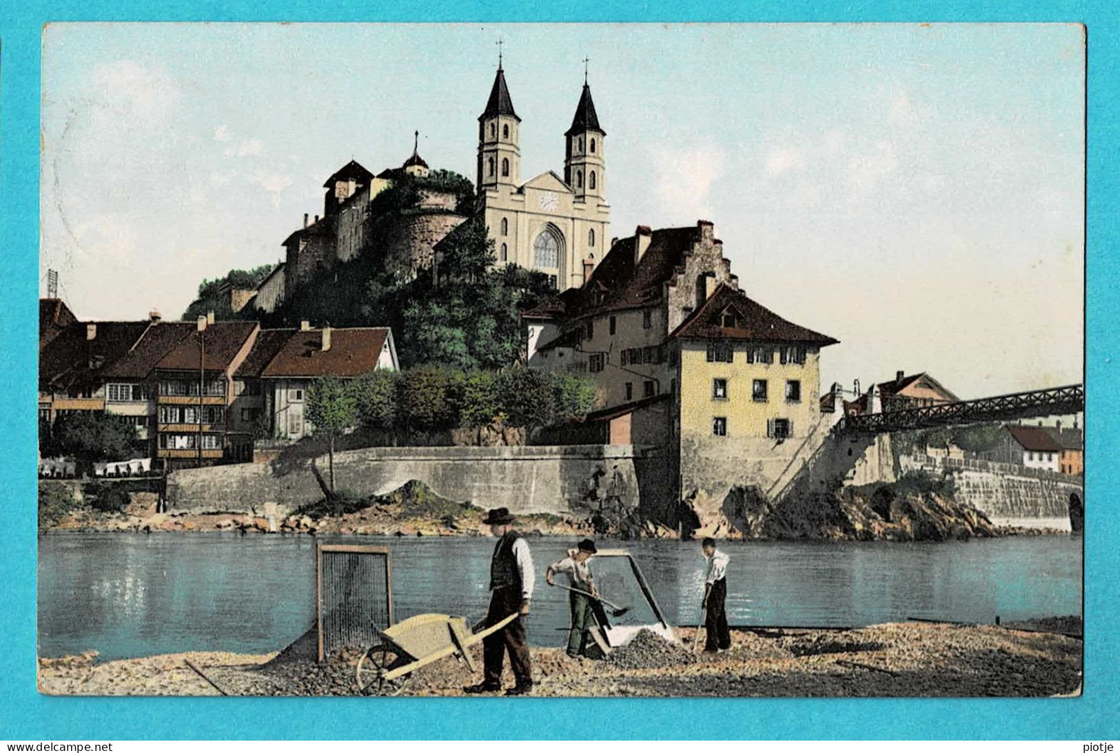 * Aarburg (Aargau - Schweiz - La Suisse) * (Rathe Fehlmann Basel, Nr 9014) Ouvriers, Canal, Quai, église, Pont, Old - Aarburg