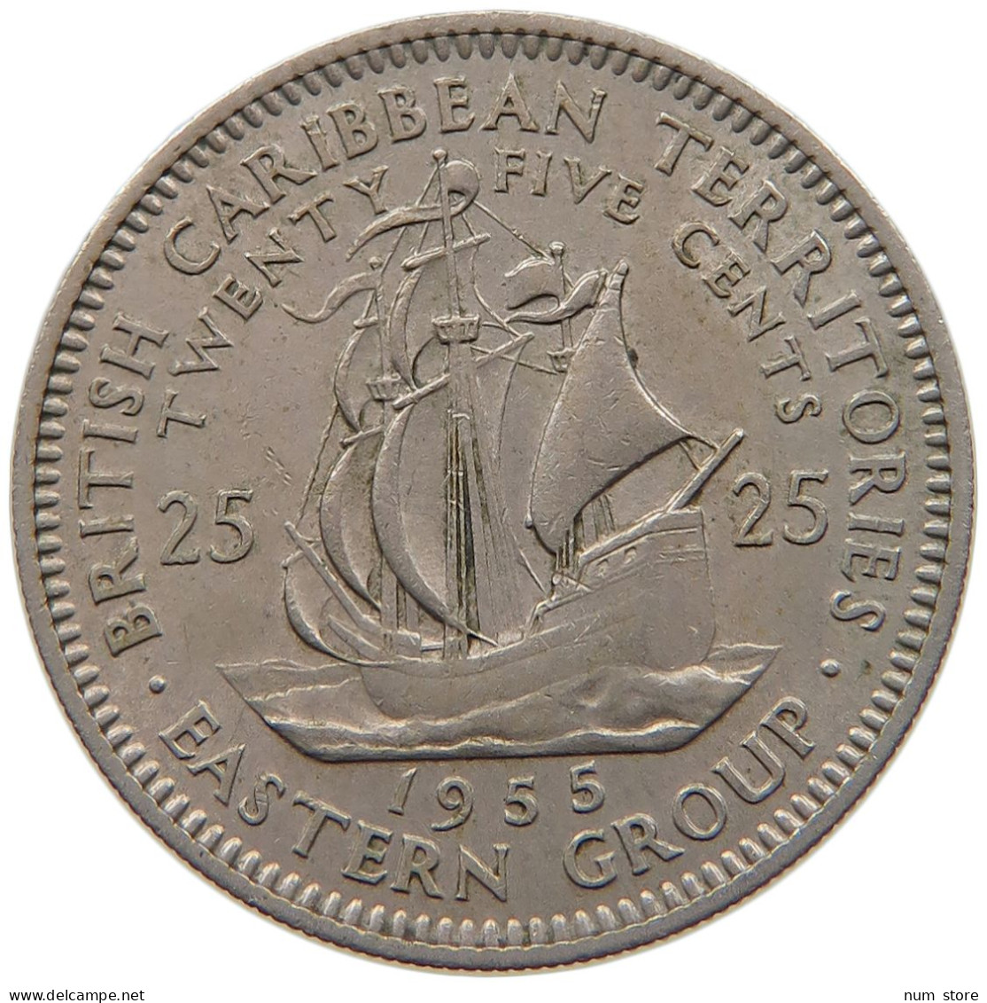 BRITISH CARIBBEAN TERRITORIES 25 CENTS 1955 Elizabeth II. (1952-2022) #c011 0067 - Britse-karibisher Territorien