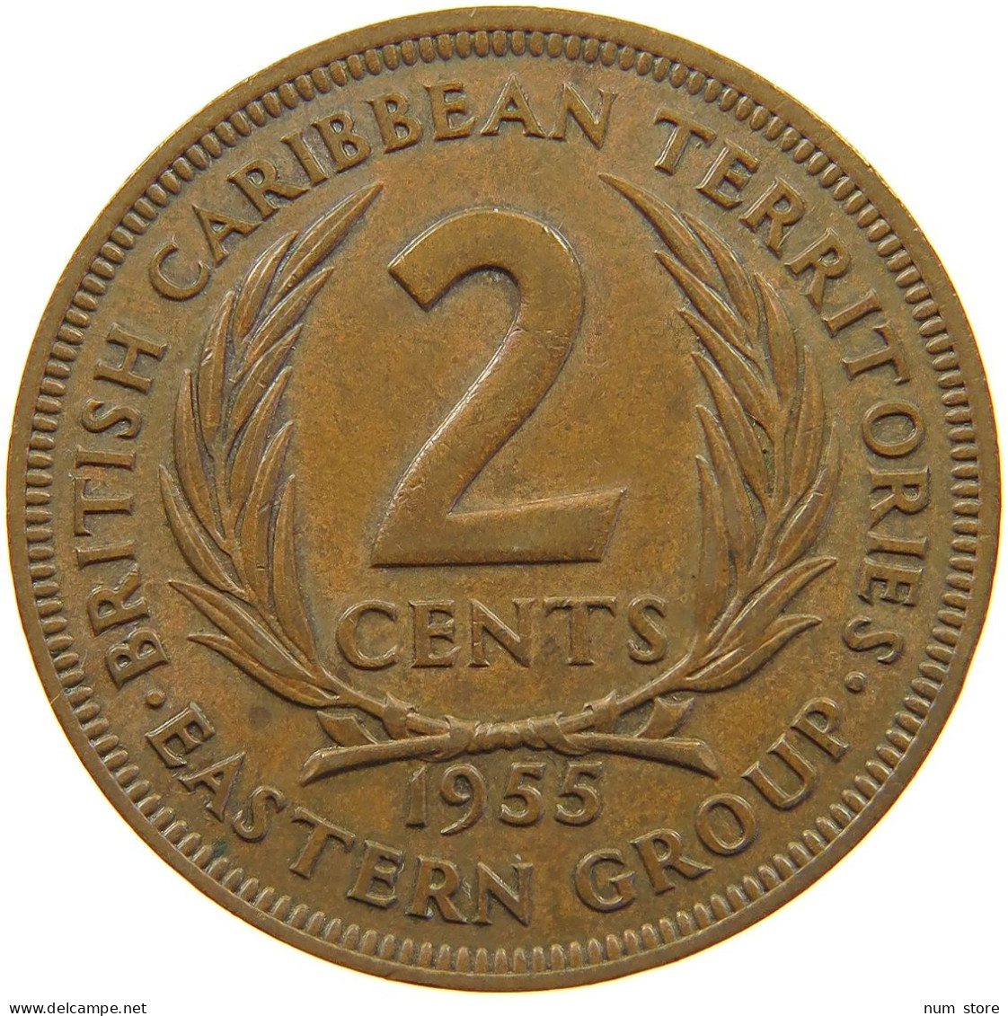 BRITISH CARIBBEAN TERRITORIES 2 CENTS 1955 Elizabeth II. (1952-2022) #c014 0451 - Territoires Britanniques Des Caraïbes