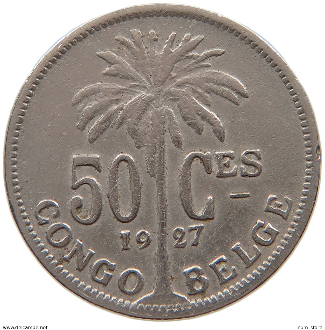 CONGO BELGIAN 50 CENTIMES 1927  #a061 0089 - 1910-1934: Albert I.