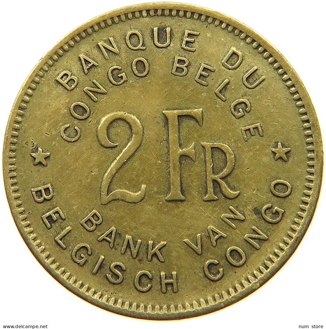 CONGO BELGIAN 2 FRANCS 1946  #s080 0561 - 1945-1951: Régence