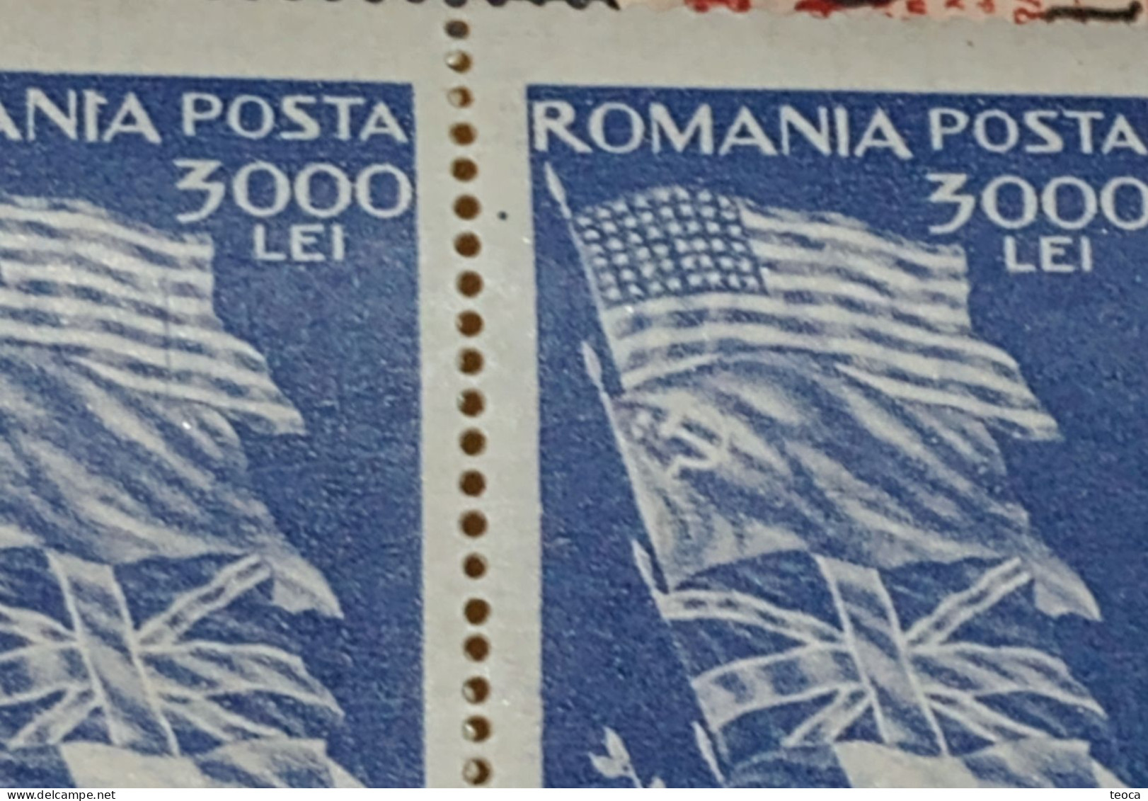 Stamps Errors Romania 1947, # Mi 1026 Printed With Linie Horizontal On Flag - Errors, Freaks & Oddities (EFO)