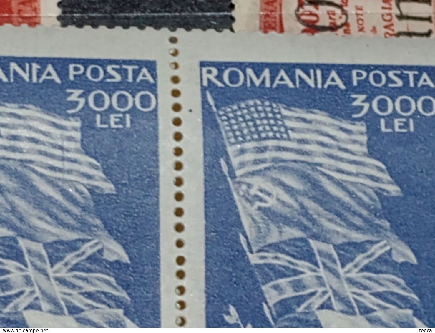 Stamps Errors Romania 1947, # Mi 1026 Printed With Linie Horizontal On Flag - Plaatfouten En Curiosa