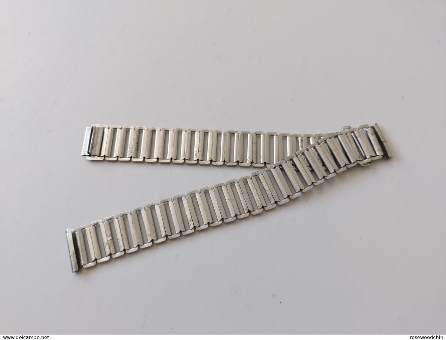 Vintage ! 50s' Swiss Everbright Stainless Steel Ladder Military Watch Bracelet Band 16mm (#93) - Montres Gousset