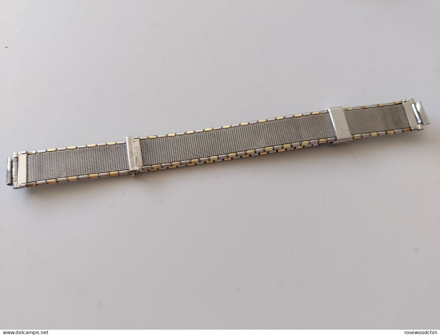 Vintage ! 50s' Germany GG Stainless Steel Roller Gold Two Tones Watch Bracelet Band 18mm (#94) - Montres Gousset