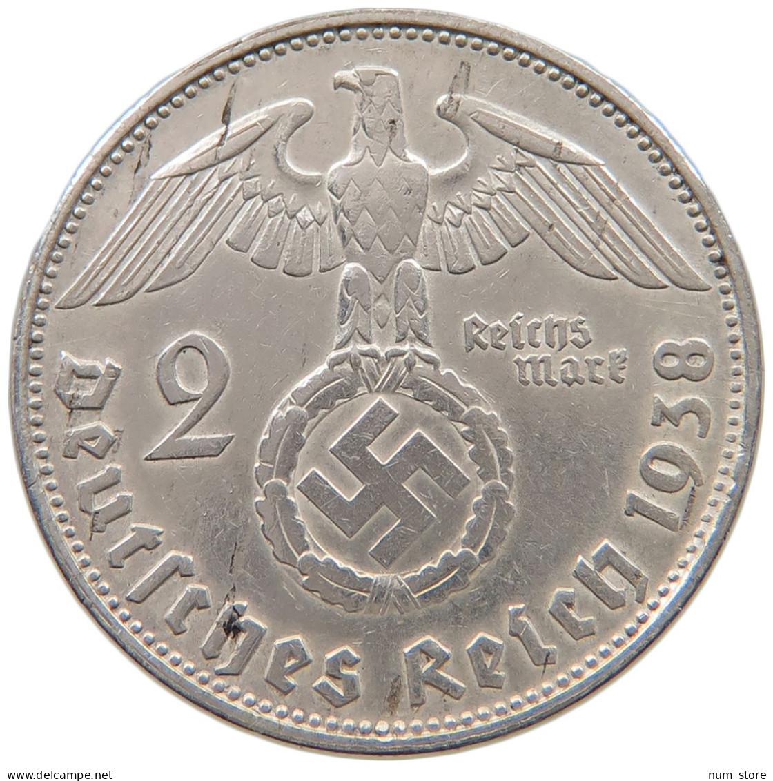 DRITTES REICH 2 MARK 1938 E  #a049 0039 - 2 Reichsmark