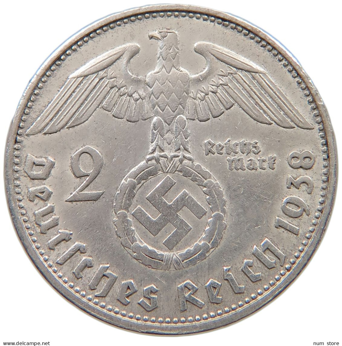 DRITTES REICH 2 MARK 1938 B  #a049 0145 - 2 Reichsmark