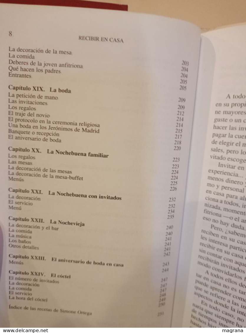 Recibir En Casa. Normas Y Menús Para Ser Un Perfecto Anfitrión. Ma. Rosa Marchesi Y Simone Ortega. Planeta. 1995. 253 Pp - Historia Y Arte