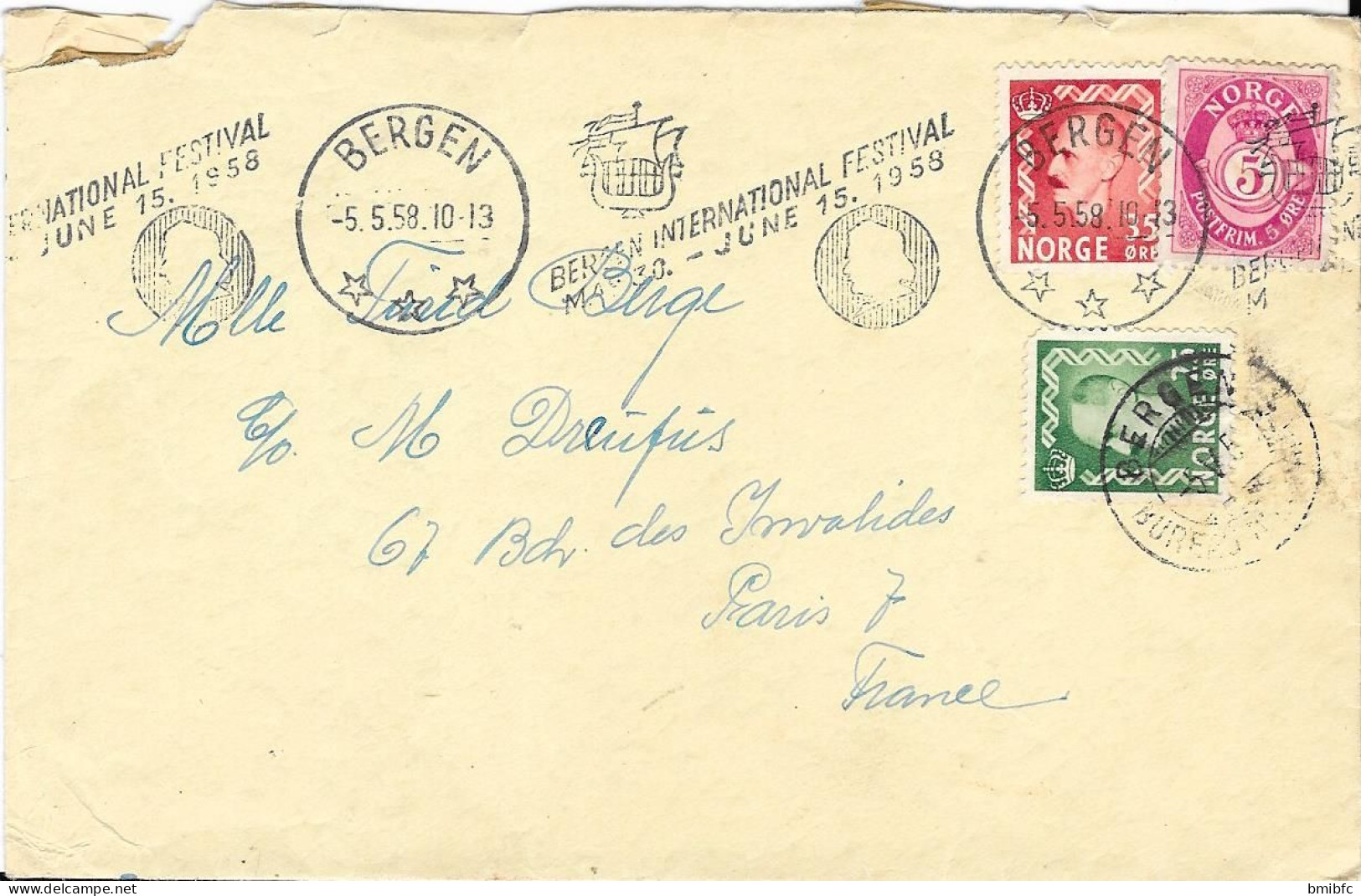 Sur Lettre Au Départ De BERGEN 5.5.58 - Covers & Documents